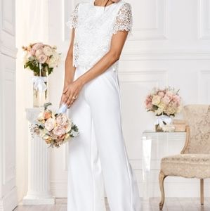Venus white wedding jumpsuit size 4